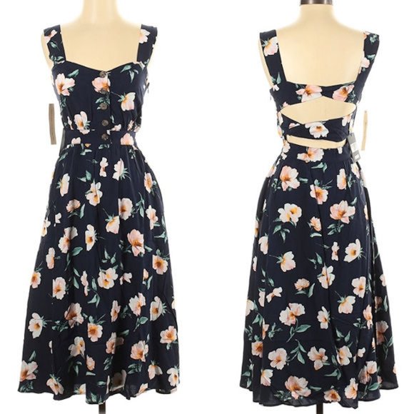 NWT Reformation Lanai Dress Floral Midi Cut Out XS - Picture 3 of 8